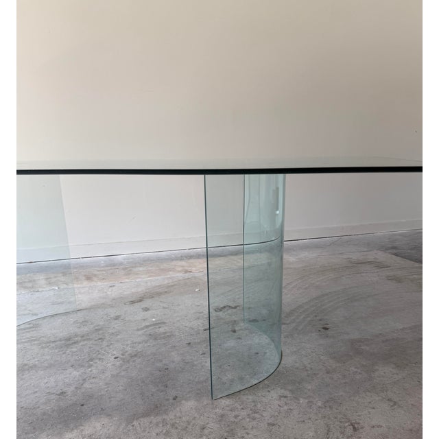 Modern Post Modern Glass Double Pedestal Dining Table For Sale - Image 3 of 10