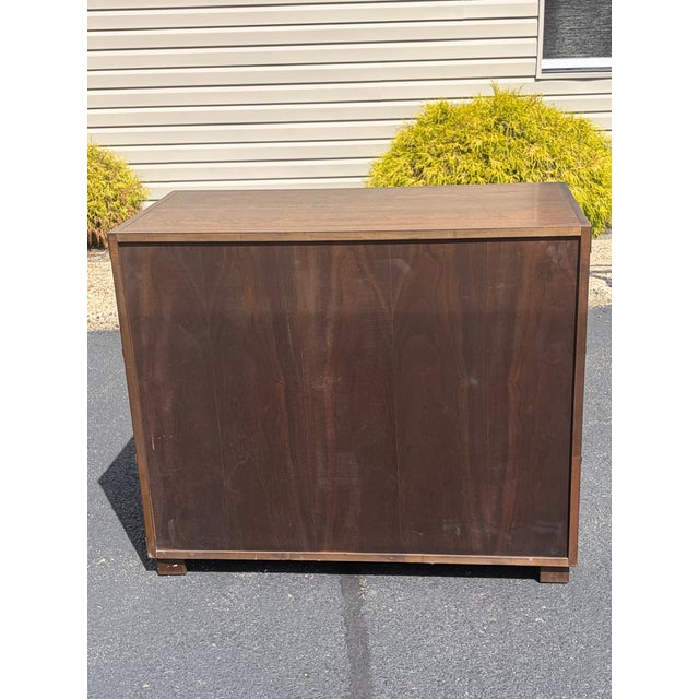 1970s Michael Taylor for Baker Walnut & Brass Campaign Style Dresser For Sale - Image 10 of 10