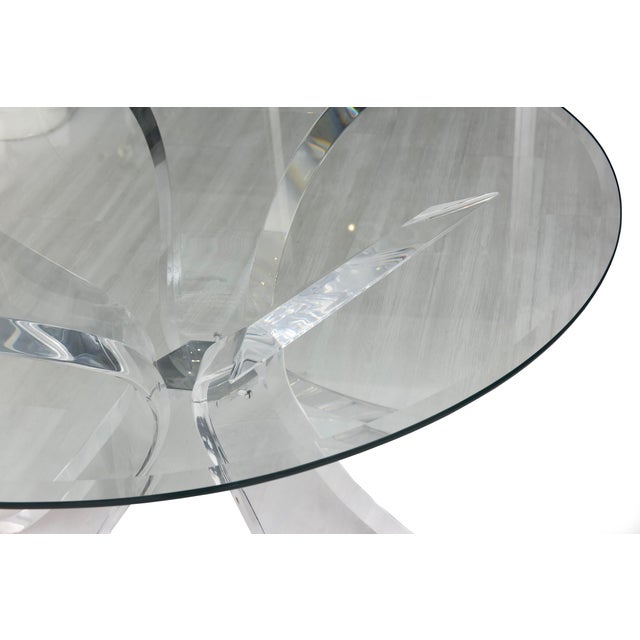This vintage 1970's lucite dining table designed by Lion in Frost is signed. This is the rarest version and the best...