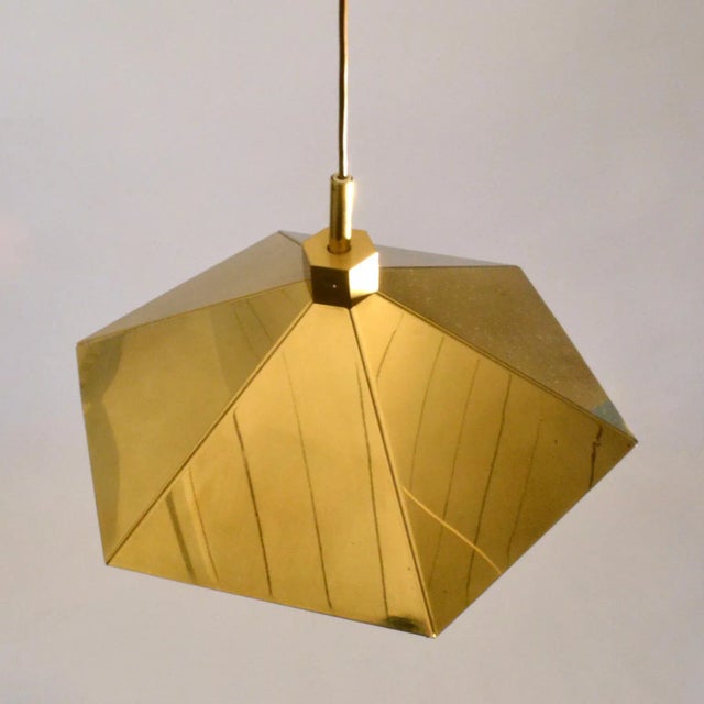 Belgian Brass Umbrella Shaped Pendant Lamps, 1970s, Set of 2 For Sale - Image 9 of 12