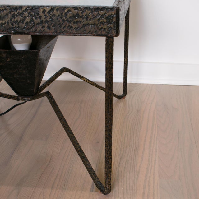 Metal Mid-Century Wrought Iron and Glass Mosaic Side Coffee Table, France 1960s For Sale - Image 7 of 18