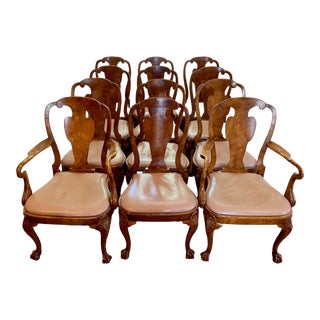 1920s George II Style Dining Chairs- Set of 12 For Sale