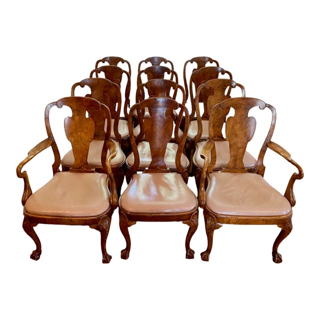 1920s George II Style Dining Chairs- Set of 12 For Sale
