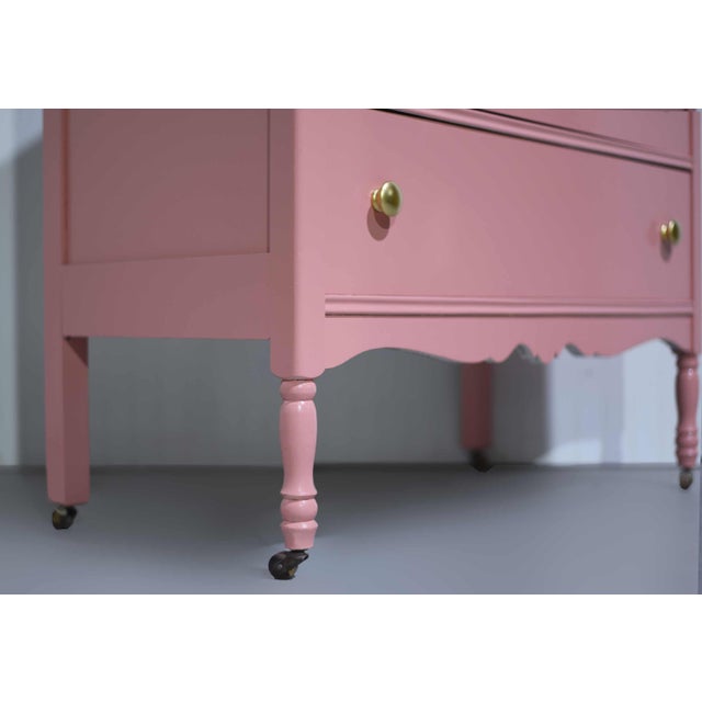 Mid Century French Country Style Dresser in Pink - Newly Painted For Sale In Chicago - Image 6 of 12