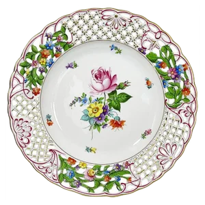 Porcelain Bouquet of Saxony Wall Decoration Plate from Herend Hungary