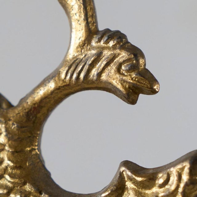 Large 19th Century Andirons in Brass with Birds, 1920s, Set of 2 For Sale - Image 11 of 13