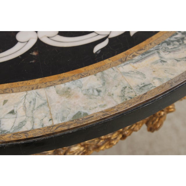 1970s Italian Style Pietra Dura Inlaid Marble Top Center Table For Sale - Image 5 of 16