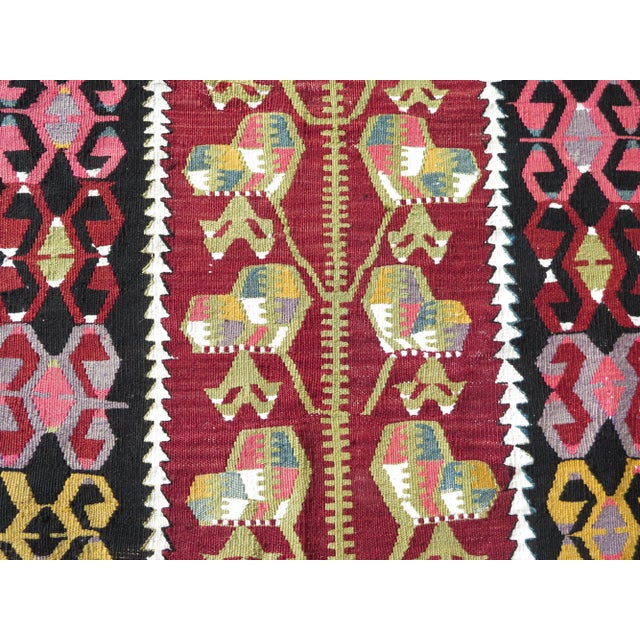 Textile Mid 20th Century Small Floral Style Boho Turkish Handmade Kilim Area Rug For Sale - Image 7 of 11