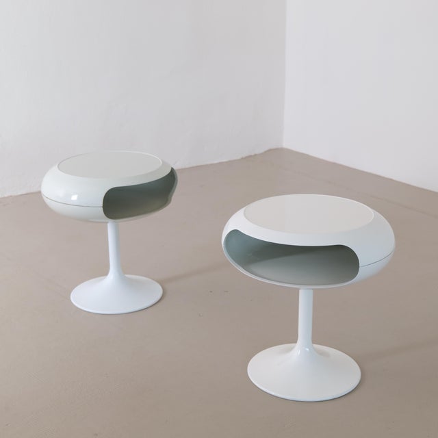 Metal Space Age Fiberglass Bedside Tables from Opal Möbel, 1970s, Set of 2 For Sale - Image 7 of 7