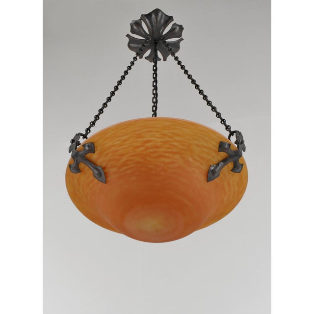 Daum French Art Deco Pendant Light by Daum & Majorelle - 1925 Chandelier France For Sale - Image 4 of 13