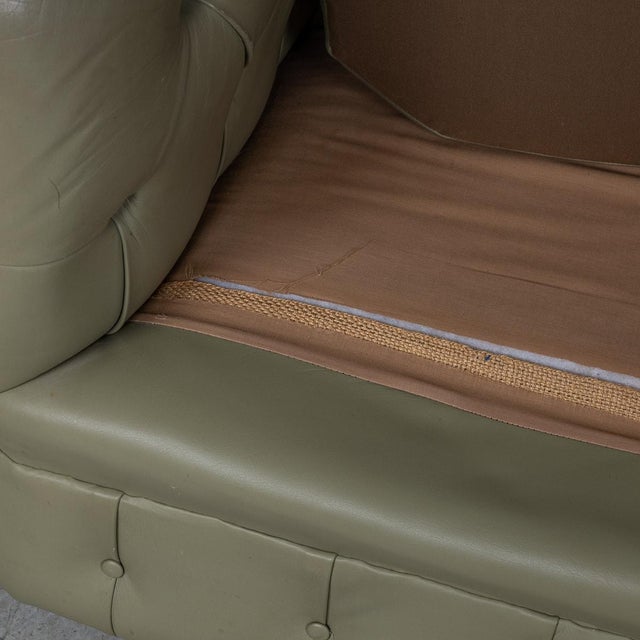 Vintage English Chesterfield Sofa in Olive Green Leather, 1980 For Sale - Image 3 of 18