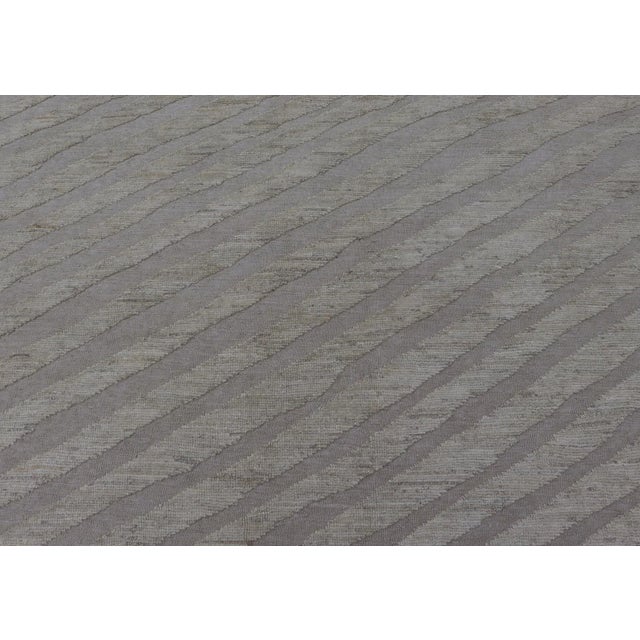 Cream Modern Hand-Knotted Wool Rug by Keivan Woven Arts 9'4 X 11'9 For Sale - Image 8 of 12