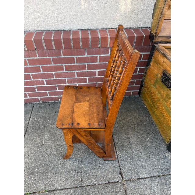 Antique Library Ladder Chair For Sale - Image 4 of 6