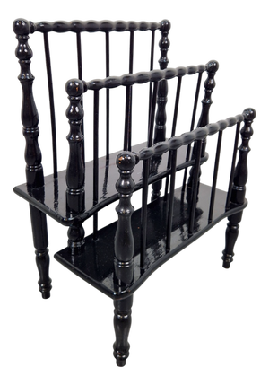 Antique Wooden Bobbin Canterbury Magazine Rack, 1890