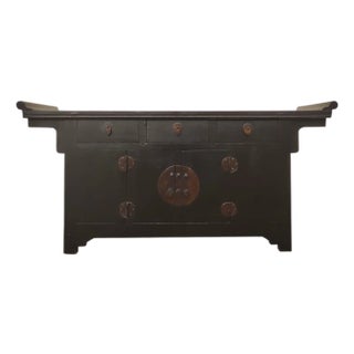 19th Century Antique Chinese Elm Everted Flange Altar Sideboard For Sale