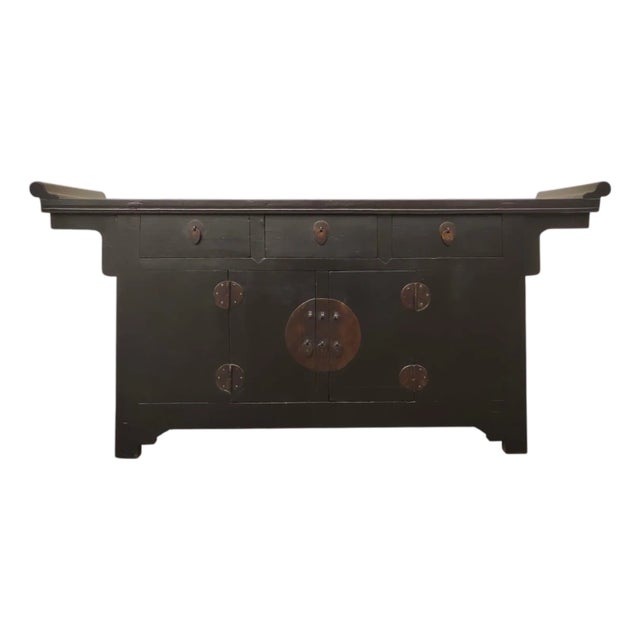 19th Century Antique Chinese Elm Everted Flange Altar Sideboard For Sale