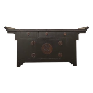 19th Century Antique Chinese Elm Everted Flange Sideboard For Sale