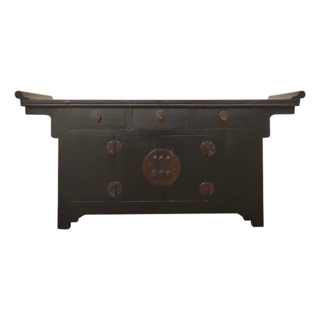 19th Century Antique Chinese Elm Everted Flange Sideboard For Sale