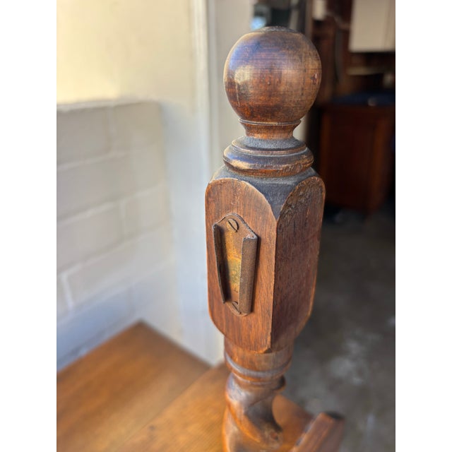 Wood Antique 1900s Tiger Oak Vanity / Dresser With a Swivel Mirror, Featuring Barley Twist Columns and Legs For Sale - Image 7 of 12