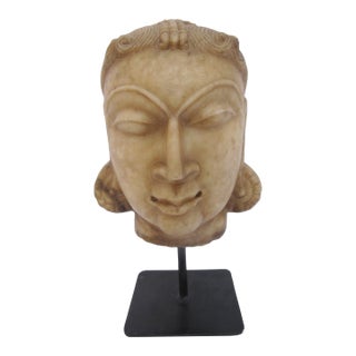 Jain Marble Tirthankara Spiritual India Head Karma Carved Stone Sculpture For Sale