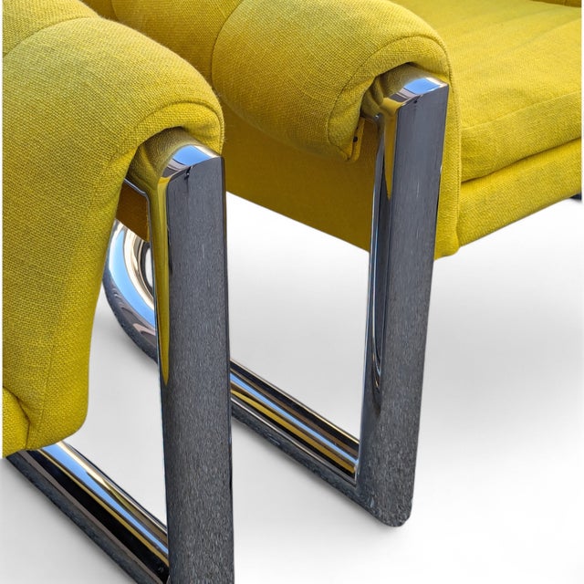 Pair of 1970s Channel-Back Barrel Lounge Chairs, Chrome Cantilever Base For Sale - Image 10 of 14