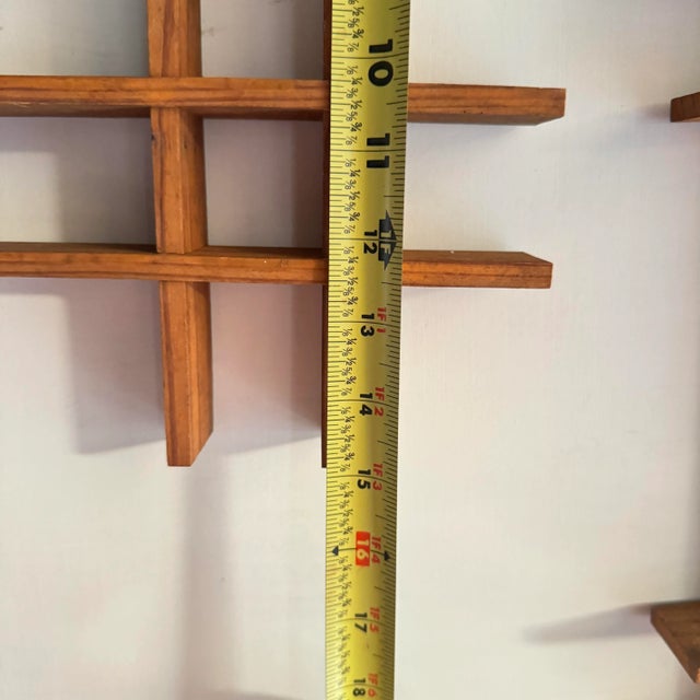 Brown Mid Century Modern Wooden Wall Shelves or Wall Decor- Set of 3 For Sale - Image 8 of 11