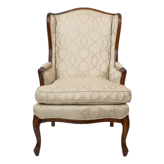 1990s Custom Upholstered Wingback Chair For Sale