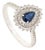 Blue Sapphire & Diamond Halo Vintage Engagement Ring in 18k White Gold Size 6 For Sale