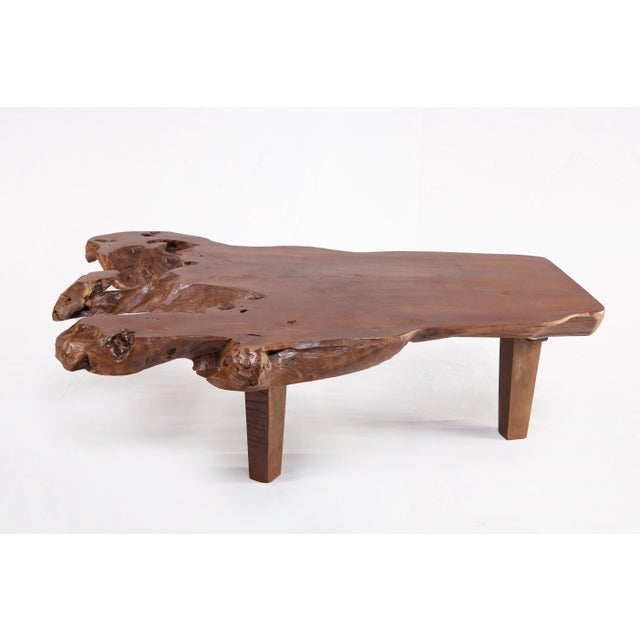 Contemporary Brown Teak Living Edge Coffee Table 44 For Sale - Image 3 of 6