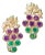 Grape Earrings With Emeralds and Amethysts- Set of 2 For Sale