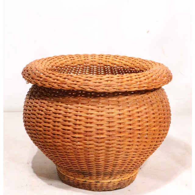 Vintage Wicker Jardiniere and Pedestal For Sale - Image 14 of 15