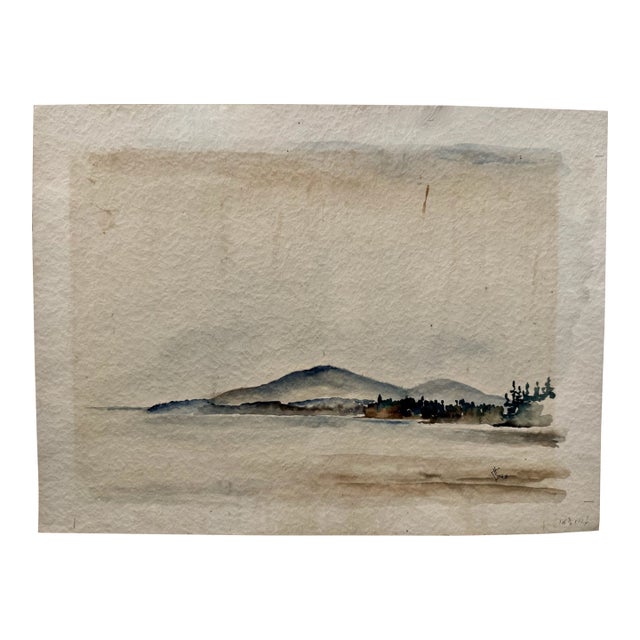 Henry Emil Salloch Original Watercolor on Paper Mt. Desert Island, 1948. For Sale
