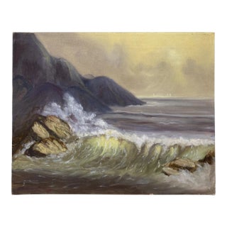 1940s East Coast Original Signed Oil Painting Seascape For Sale