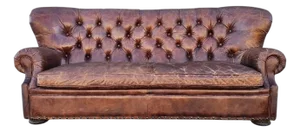 Restoration Hardware Leather Churchill Tufted Sofa