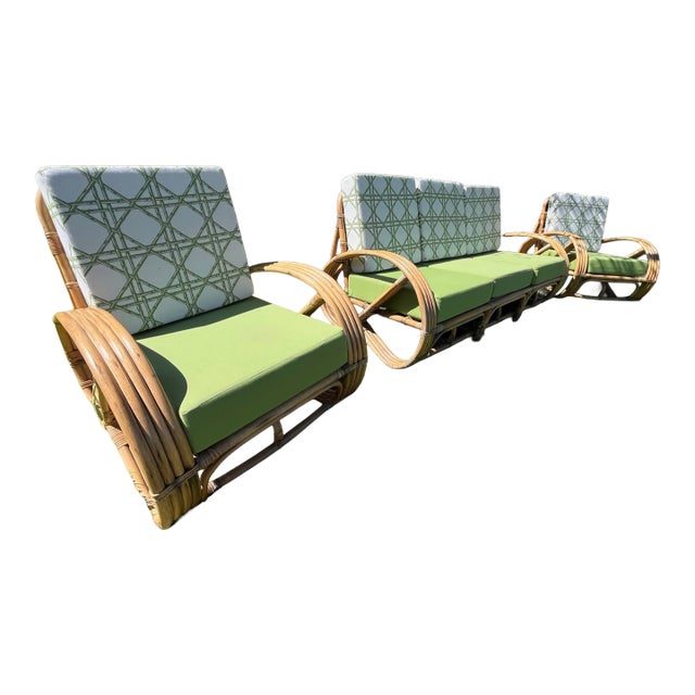 Offered at a Compelling Value - The "Idea Home" 4-Strand 3/4 Pretzel Rattan Suite (3 Pieces) For Sale