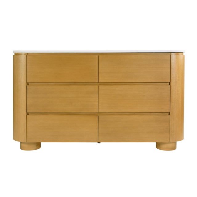 Wood Genoa 60. in. W Rectangular Wood & Quartz 4 Drawer Double Sink Bathroom Vanity, Light Oak For Sale - Image 7 of 11