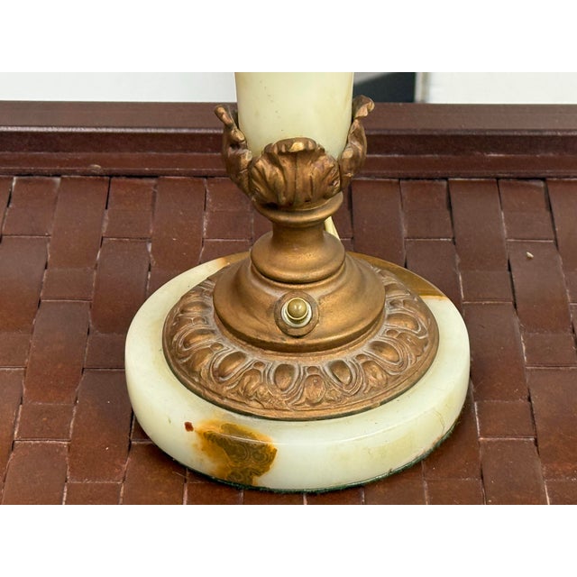 Vintage Neoclassical Alabaster Three-Light Candelabra Table Lamp For Sale - Image 11 of 12