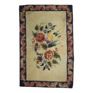 1900s, Handmade Antique American Hooked Rug 2.2' X 3.4' For Sale