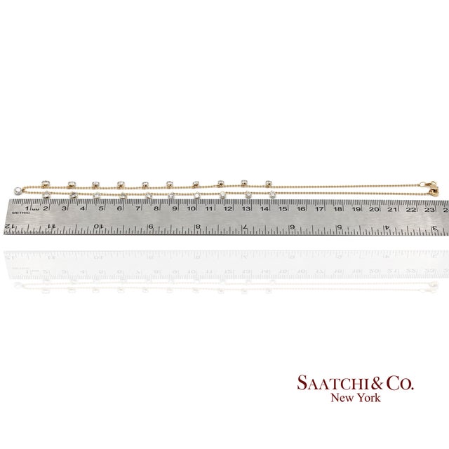 14k(585) Yellow & White Gold Natural Diamond Graduated Drop by the Yard Necklace For Sale - Image 12 of 12