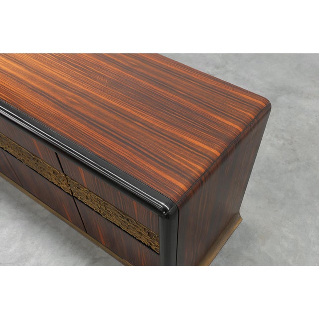 Brutalist Sculptural Wood and Brass Credenza, Italy, 1970s For Sale - Image 18 of 18