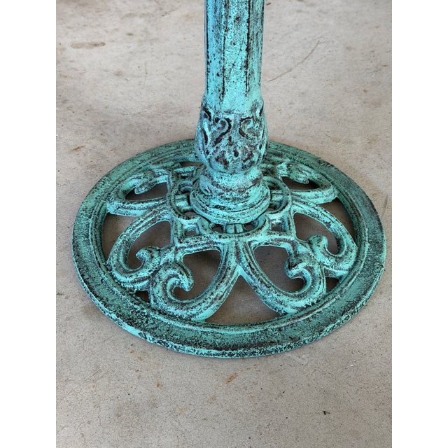 Vintage Cast Iron Garden Tazza or Pedestal Centerpiece With Verdigris Finish For Sale - Image 10 of 12
