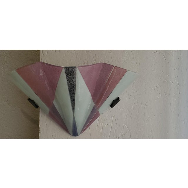 Art Deco Style Murano Glass Wall Lamps, 1970s, Set of 2 For Sale - Image 3 of 15