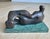Abstract Modernist Reclining Figure Sculpture by Henry Moore on Green Marble Base For Sale - Image 3 of 8