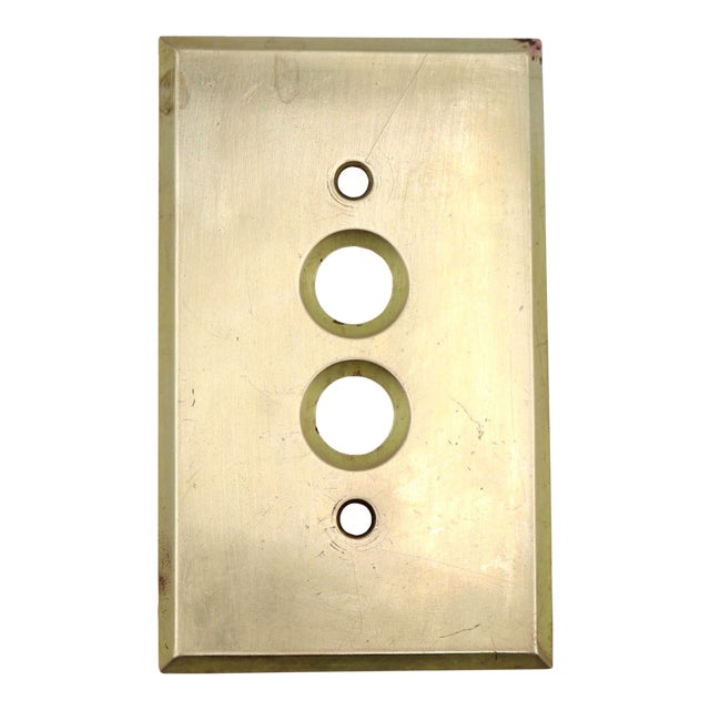 Vintage Brass Single Gang Push Button Switch Cover For Sale