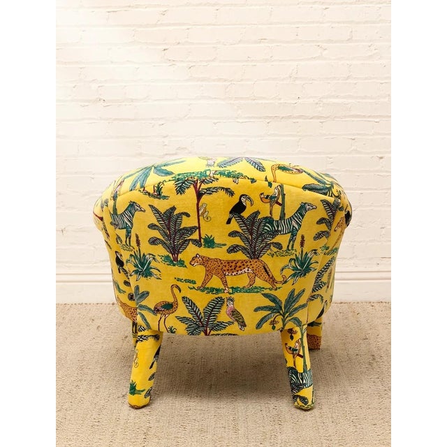 Vintage Postmodern Yellow Jungle Print Barrel Lounge Chair For Sale In Los Angeles - Image 6 of 12