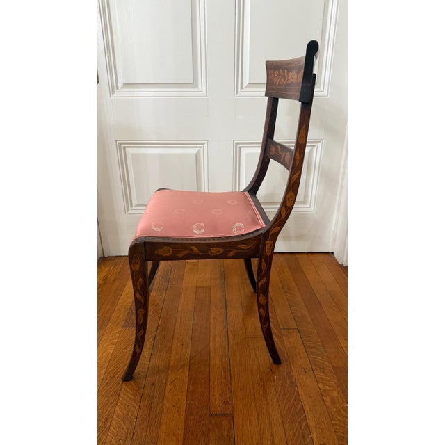 Late 19th Century Dutch Regency Satinwood & Mahogany Marquetry Side Chair For Sale In Boston - Image 6 of 11