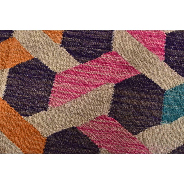 Kilim Rug 6'7'' X 9'8'' Multicolor Wool Geometric Handwoven Oriental Carpet For Sale - Image 4 of 12