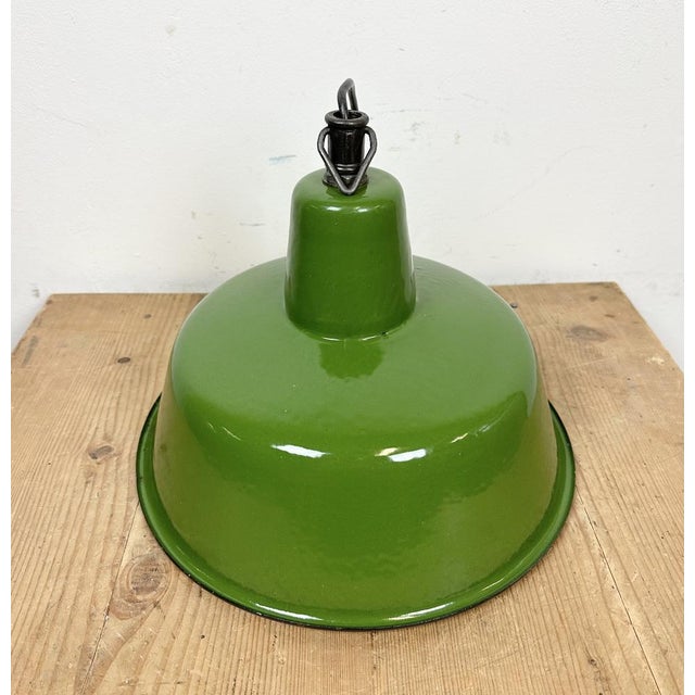 Industrial Green Enamel Factory Lamp from Zaos, 1960s For Sale - Image 11 of 15