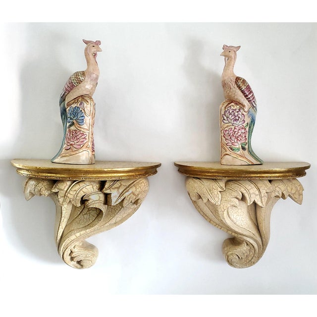 Plastic Corbel Wall Sconce Shelves - Extra-Large Pair Antique Style For Sale - Image 7 of 11
