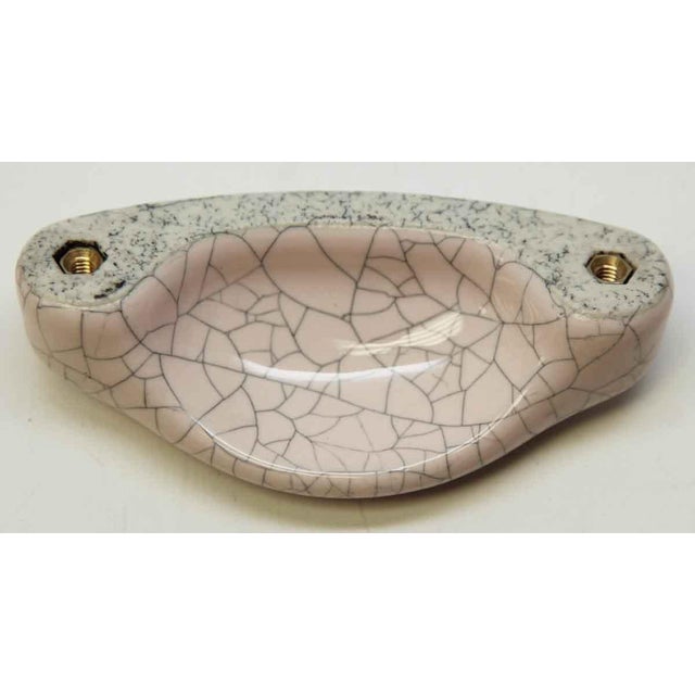 Set of 10 Pink & Gray Crackled Ceramic New Cabinet Pulls For Sale - Image 4 of 4